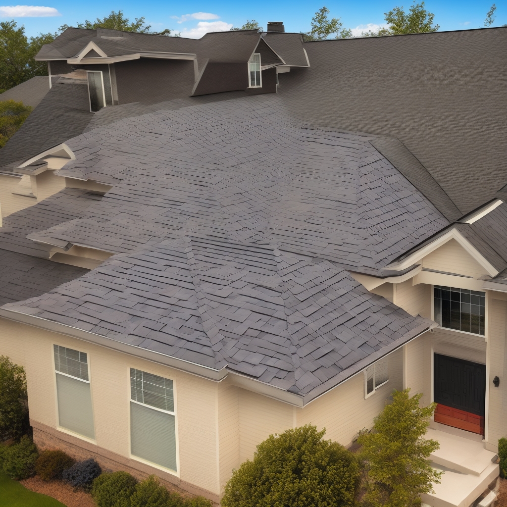 Beautiful new residential roof with clean architectural shingles showing completed roof replacement